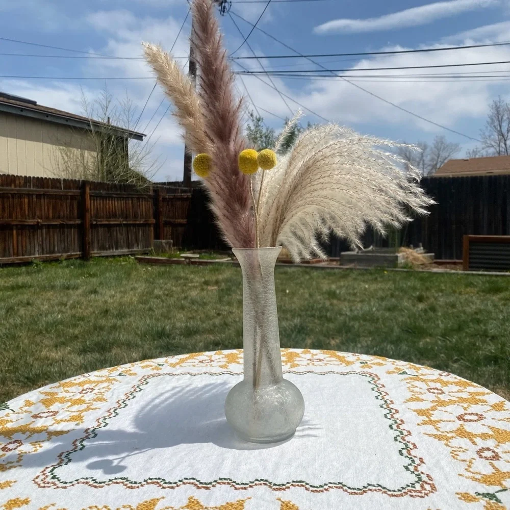 Vintage crinkle glass bud vase